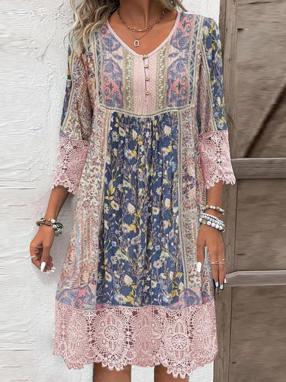 Full Size Lace Detail Printed Three-Quarter Sleeve DressFeatures: Lace Detail
Sheer: Opaque
Stretch: No stretch
Body: Not lined
Material composition: 100% polyester
Care instructions: Machine wash cold. Tumble dry low.
ImLove Salve Full Size Lace Detail PrintedCasual Dresses