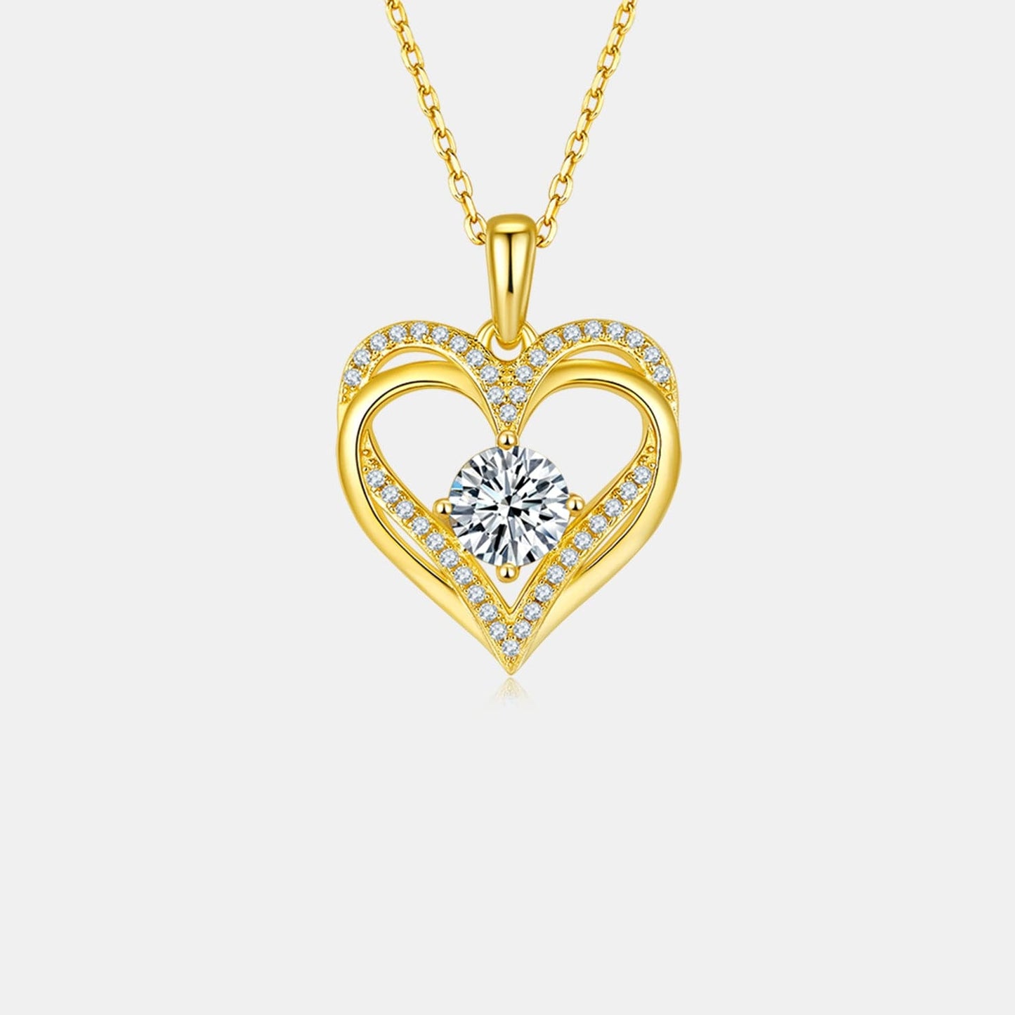 1.2 Carat Moissanite 925 Sterling Silver Heart Necklace.