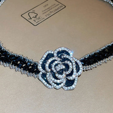 Alloy Crystal Rose Necklace.