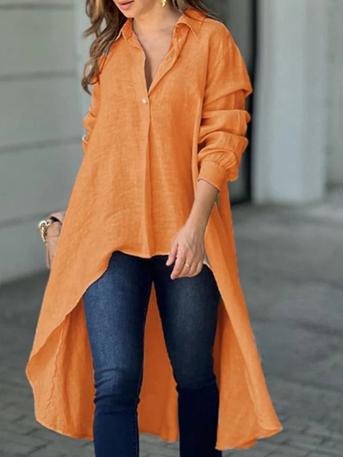 Chic high-low collared shirt