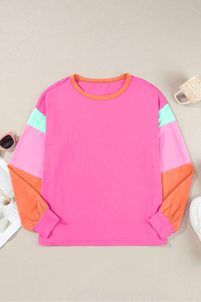 Chic color block long sleeve top for effortless style