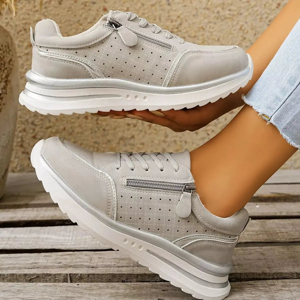 Round Toe Lace Up Sneakers Simply Love
