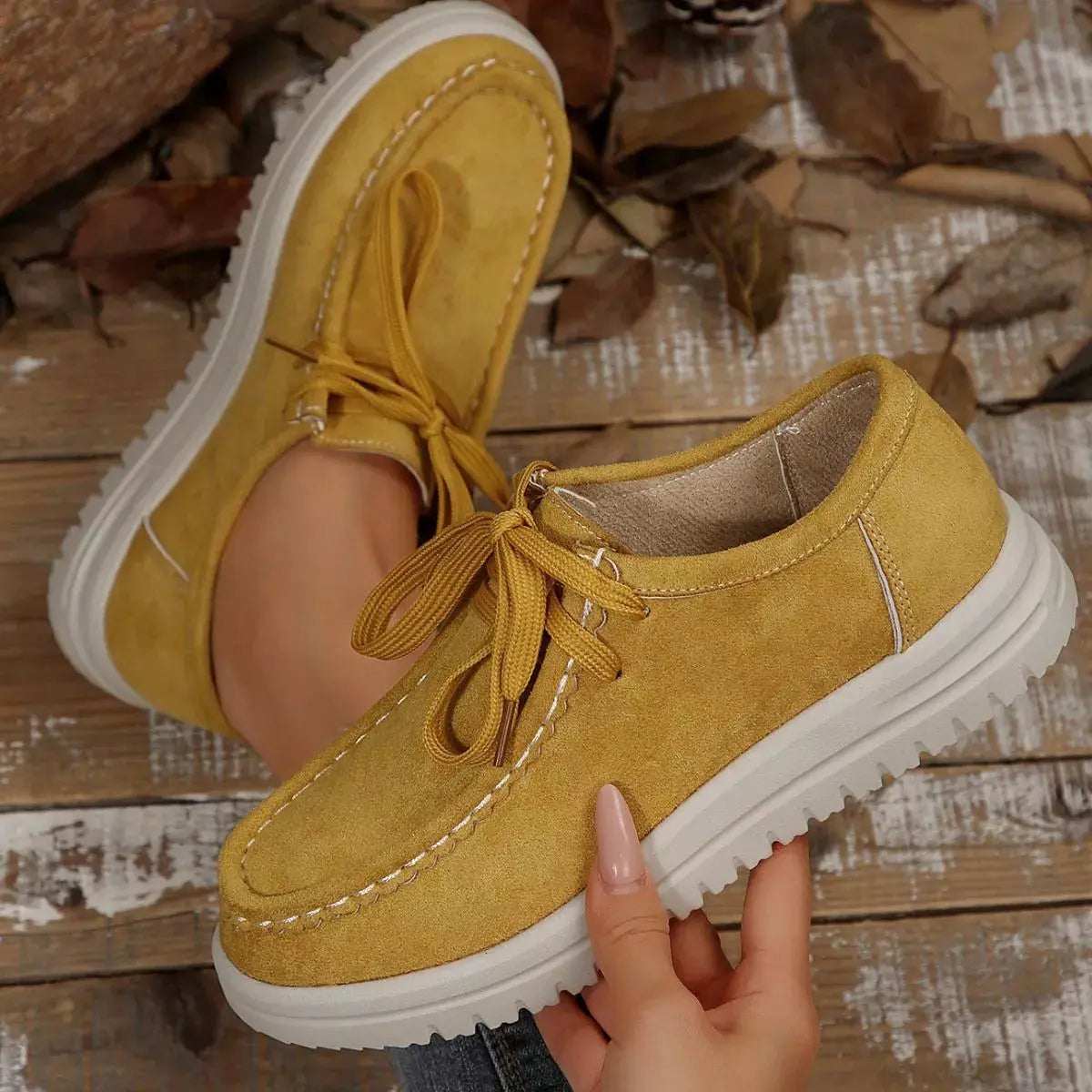 Lace-Up Round Toe Loafers Simply Love