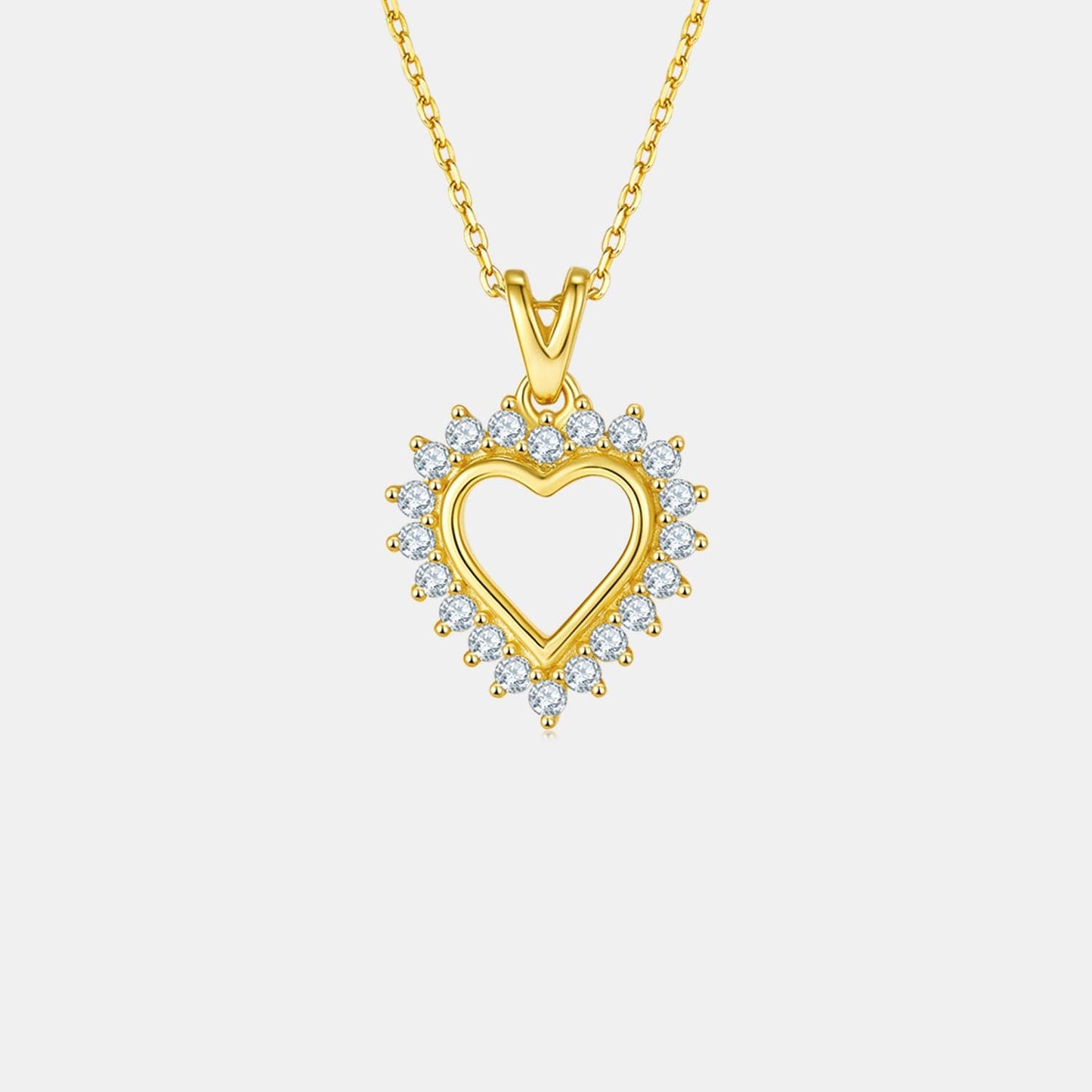 Moissanite 925 Sterling Silver Heart Pendant Necklace.