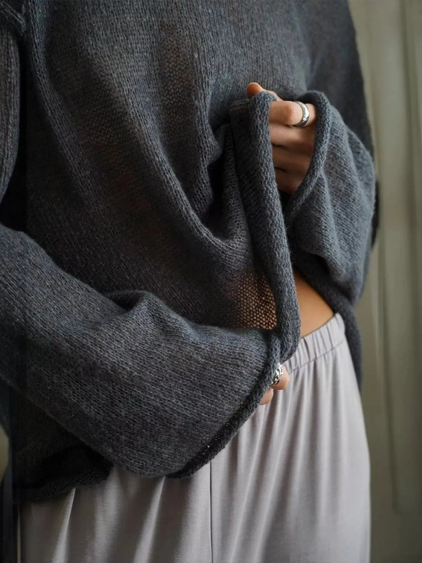 Boat Neck Dropped Shoulder Sweater Simply Love