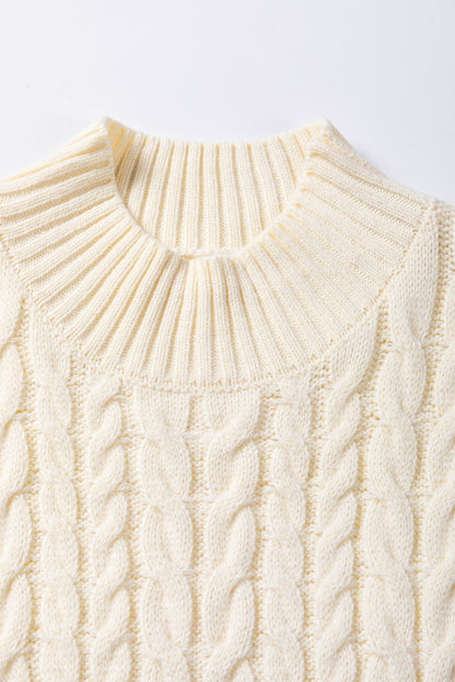 Oatmeal cable knit sleeveless high neck vest