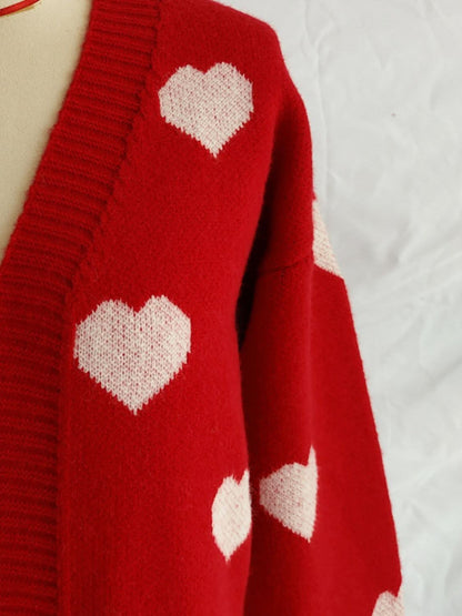 Cozy heart cardigan with pockets