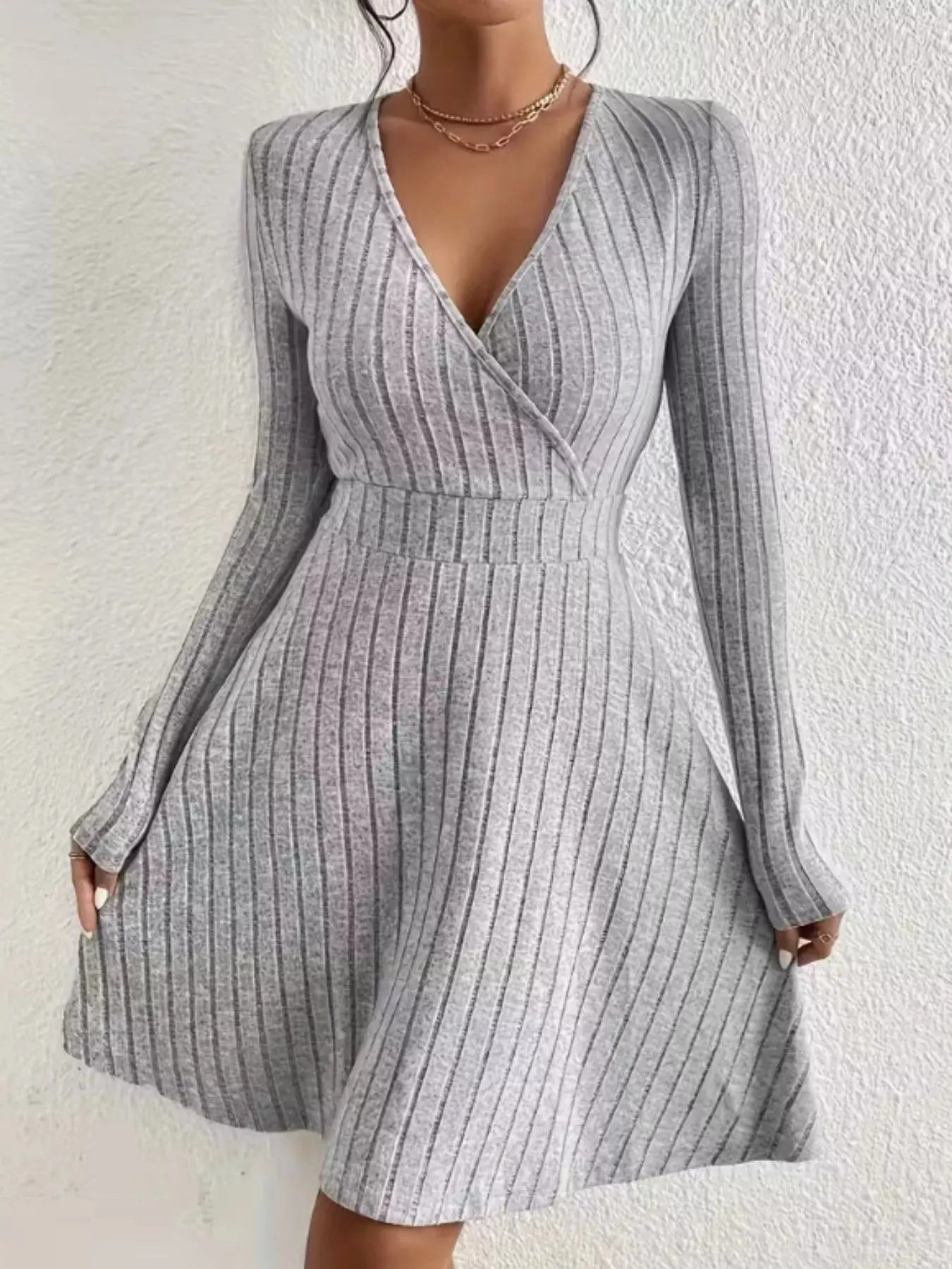 Ribbed Knit Wrap Mini Dress Simply Love