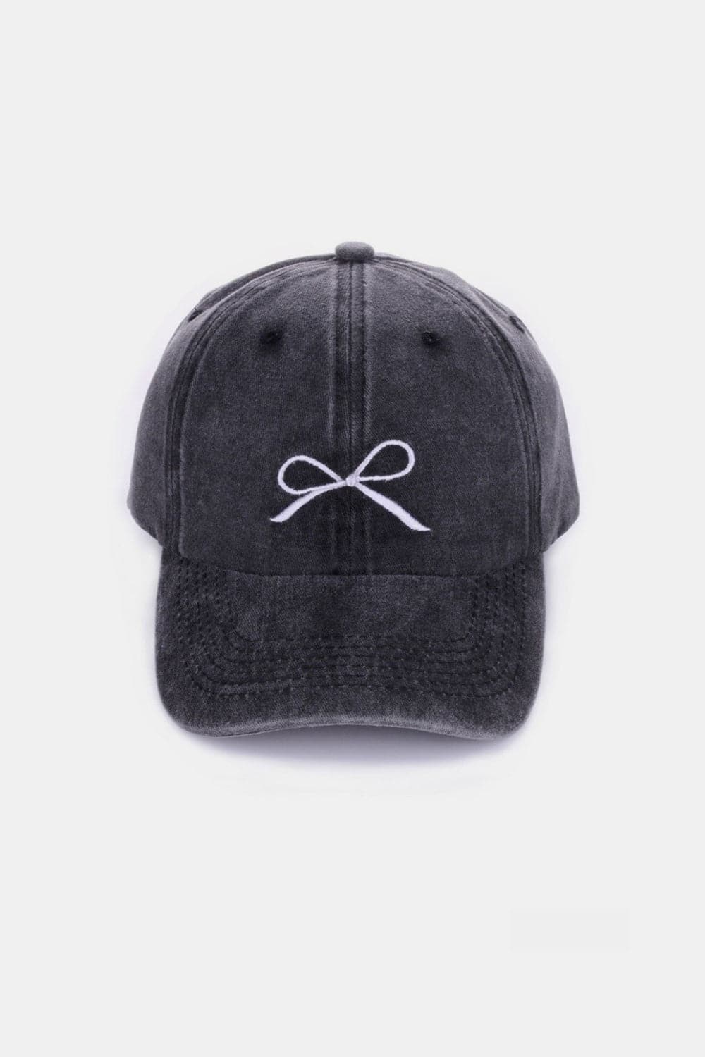 Zenana Bow Embroidered Washed Cotton Caps.