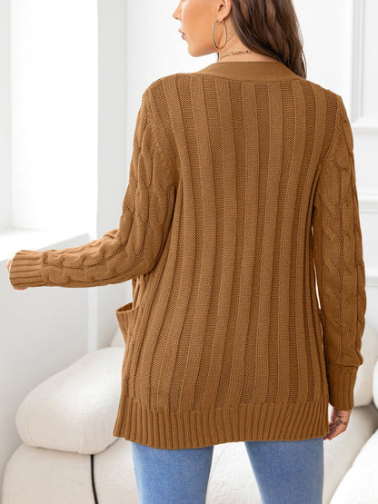 Button Down Cable-Knit Cardigan.