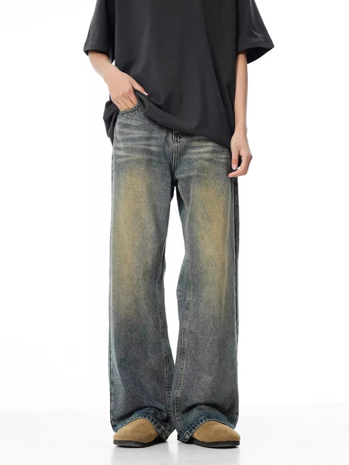Men's Full Size Vintage Wash Wide Leg Jeans Plus Size Simply Love
