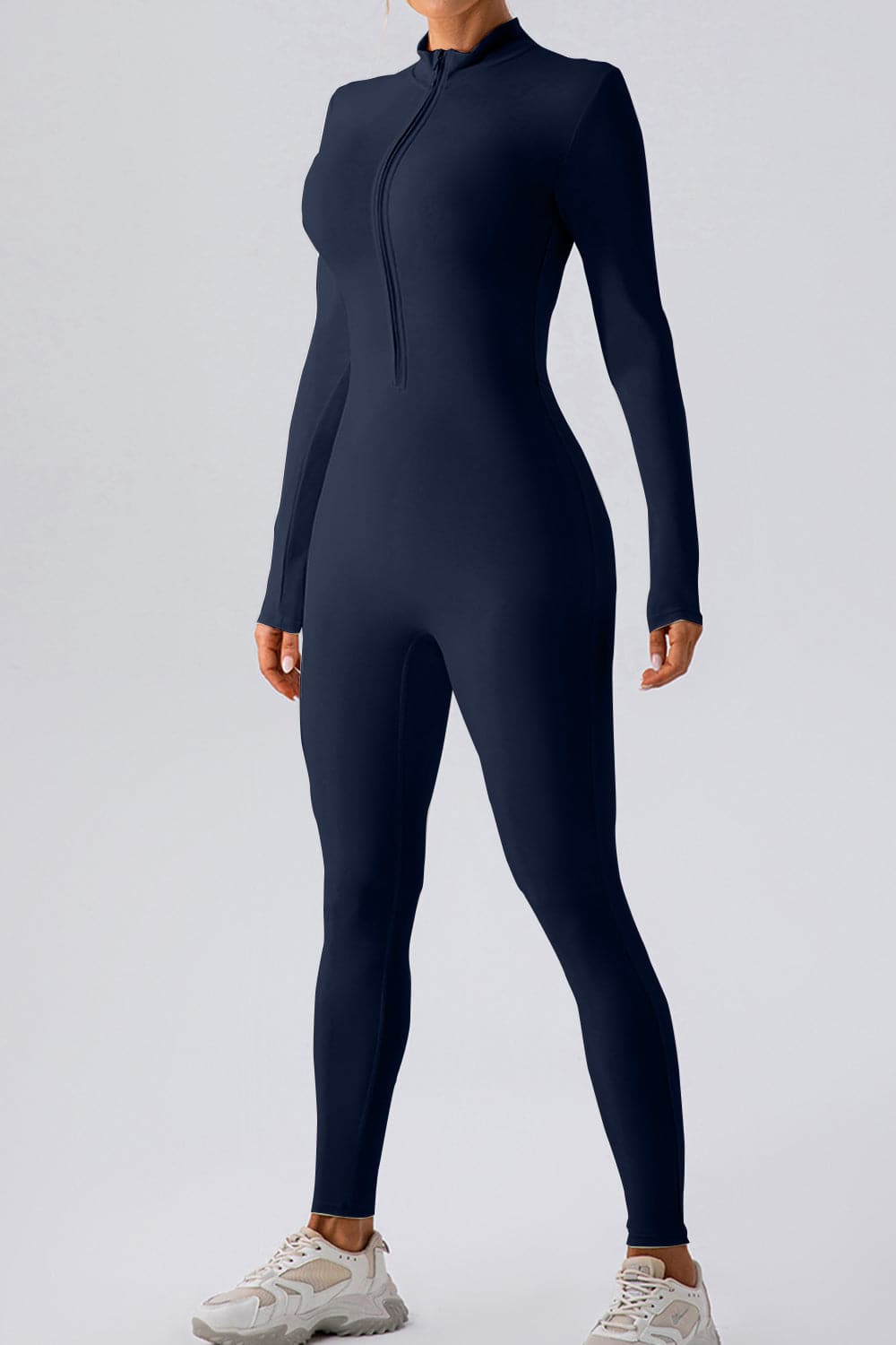 Half Zip Mock Neck Active Jumpsuit.