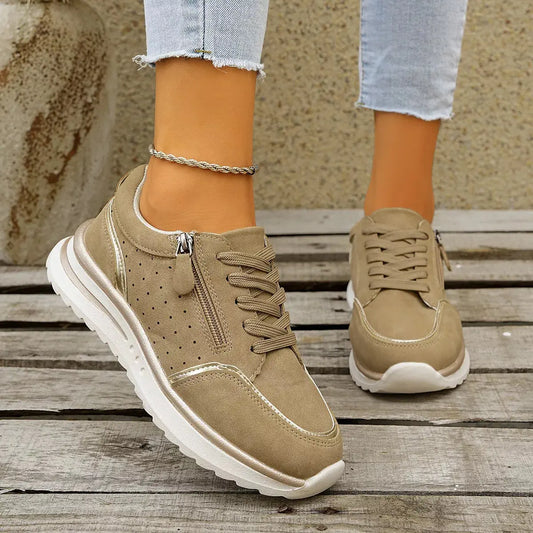 Round Toe Lace Up Sneakers Simply Love