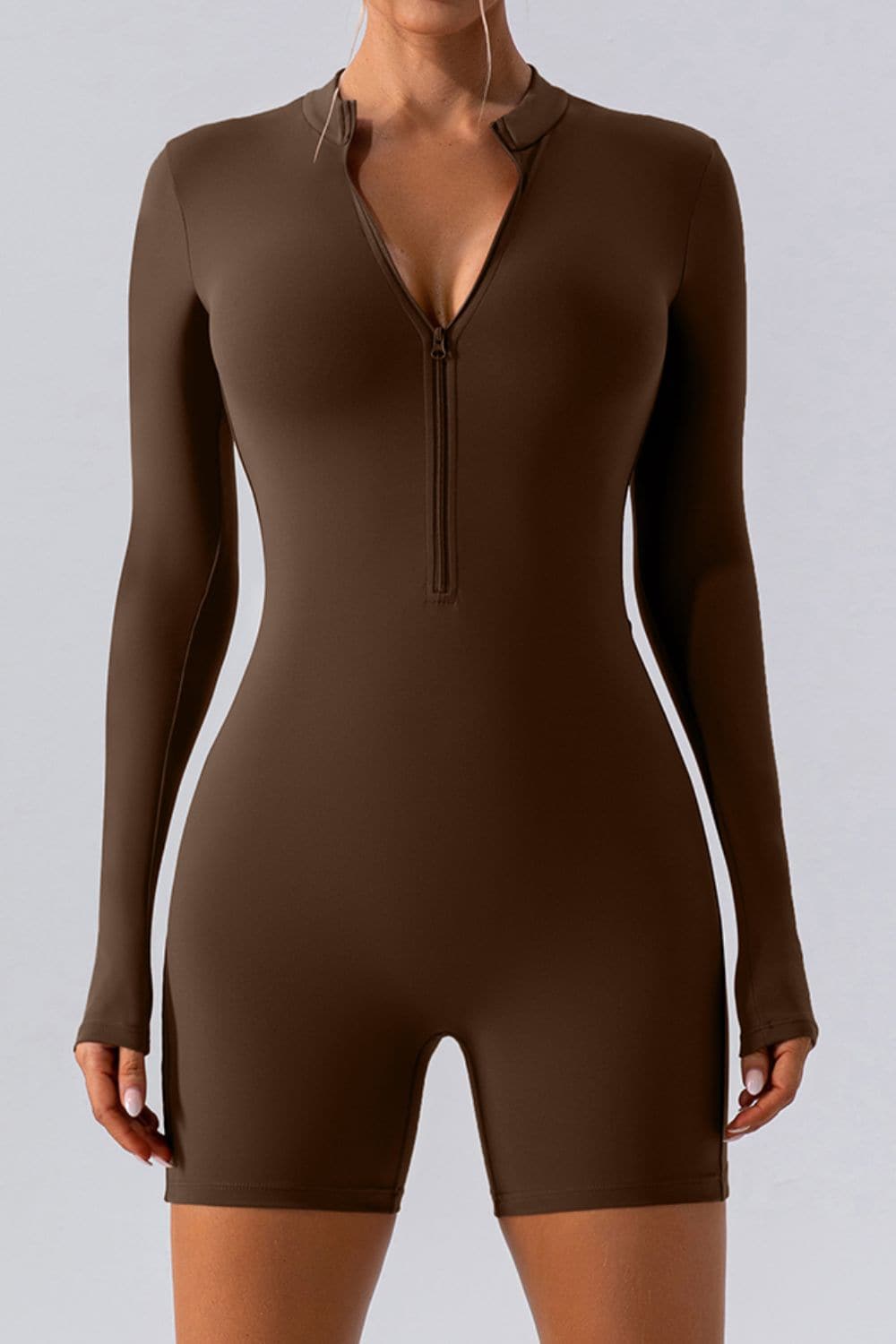 Half Zip Long Sleeve Active Romper.