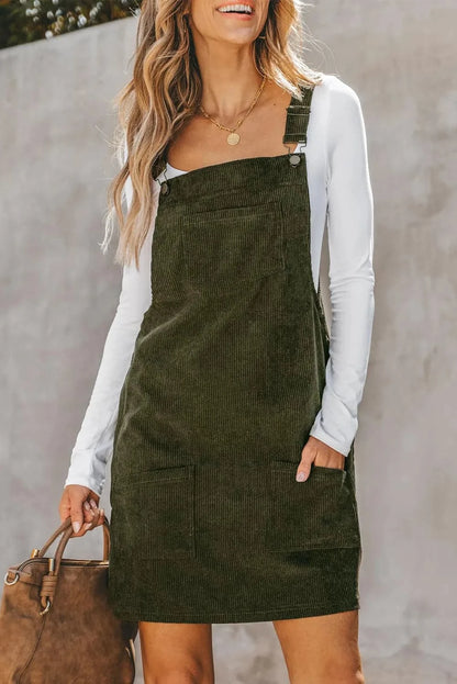 Pocketed Square Neck Wide Strap Overall DressFeatures: Pocketed
Sheer: Opaque
Stretch: No stretch
Body: Not lined
Material composition: 100% polyester
Care instructions: Machine wash cold. Tumble dry low.
ImporLove Salve Pocketed Square Neck Wide StrapCasual Dresses