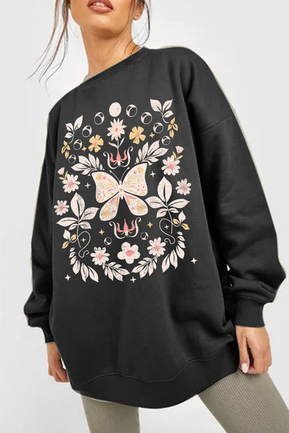 Simply Love: Flower Butterfly Sweatshirt