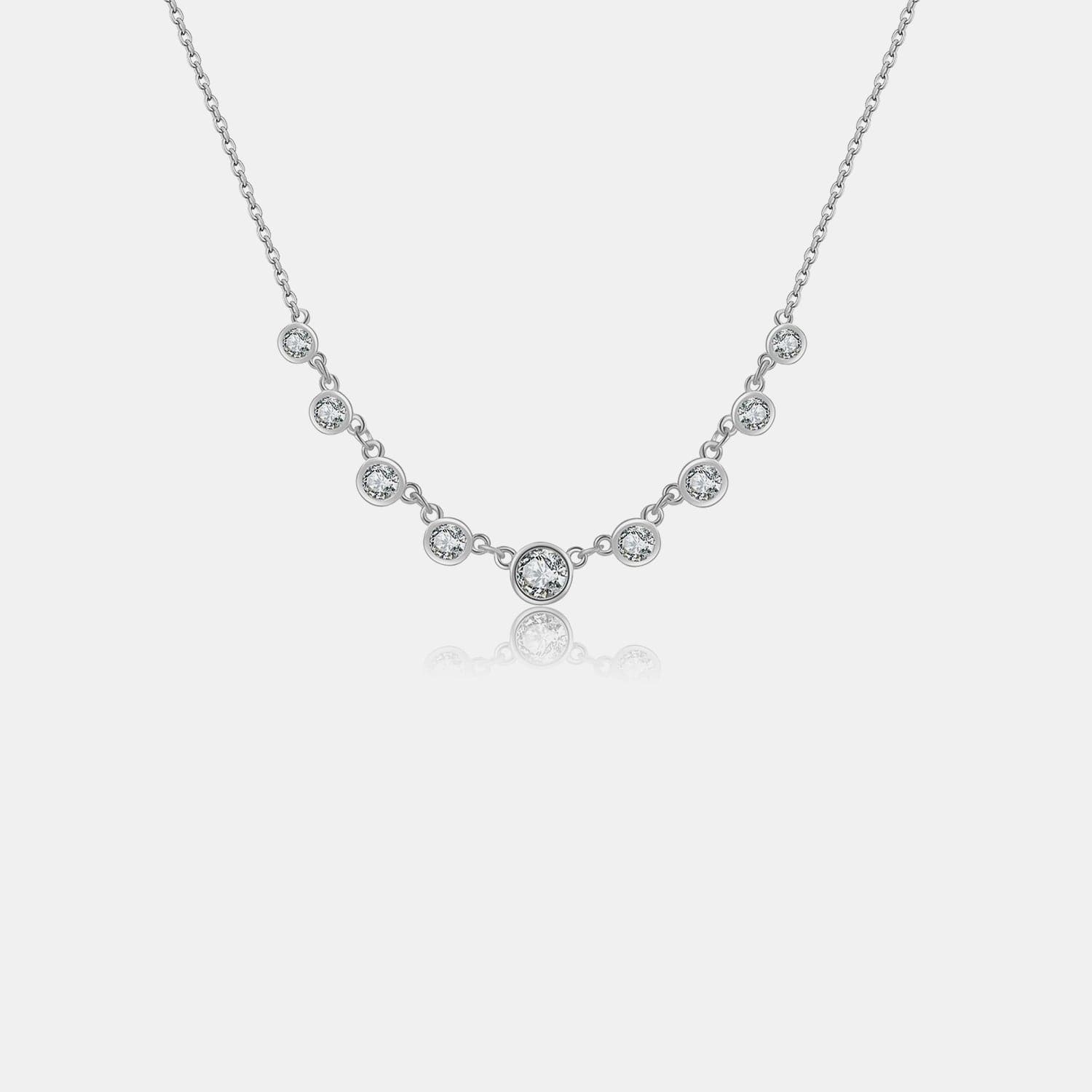 Inlaid Zircon 925 Sterling Silver Necklace.