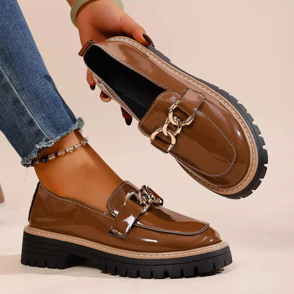 Chain Decor Chunky Loafers Simply Love