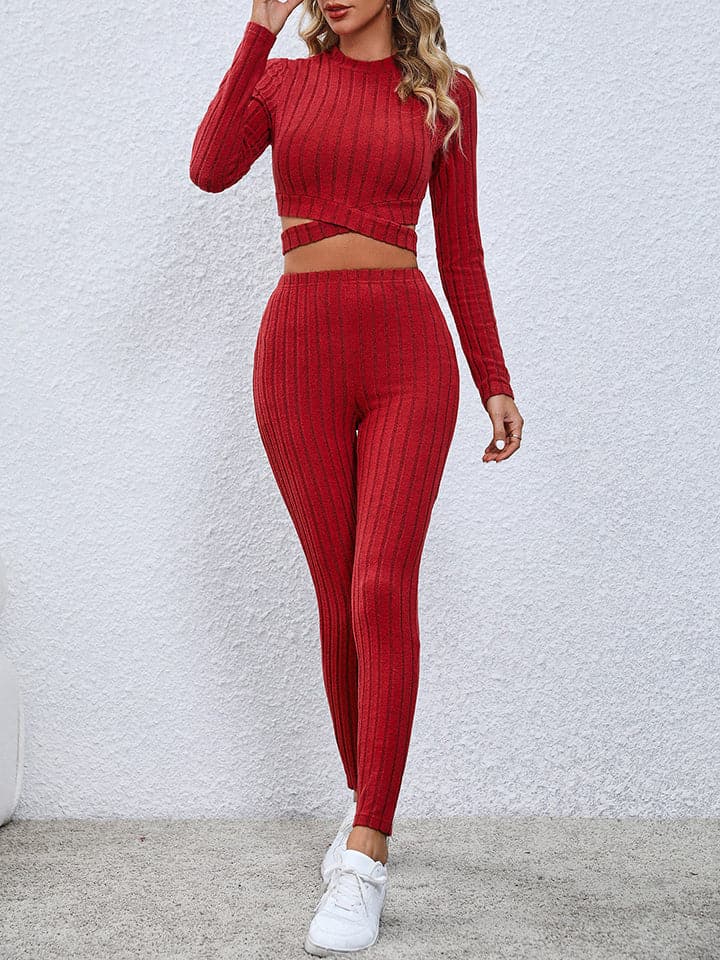 Crisscross Knit Top and Leggings Set.