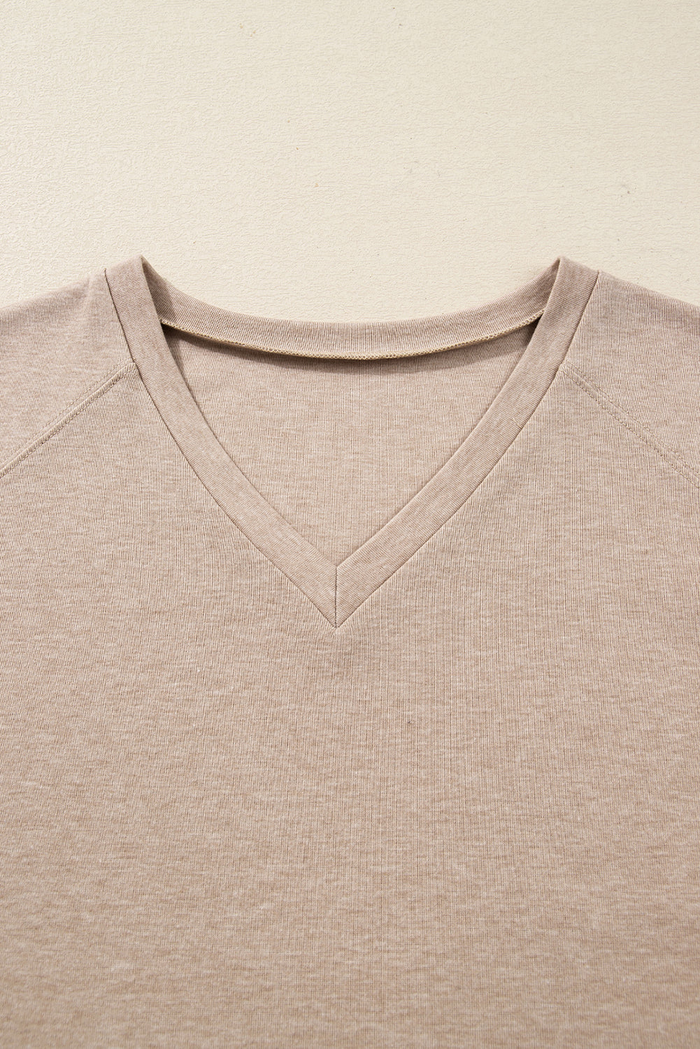 Oatmeal V Neck Contrast Lace Patchwork Long Sleeve Top Dear-Lover Dropshipping