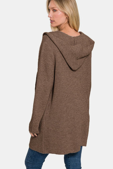 Cozy hooded open front cardigan for effortless style