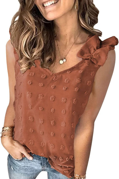 Full Size Swiss Dot V-Neck Tank.