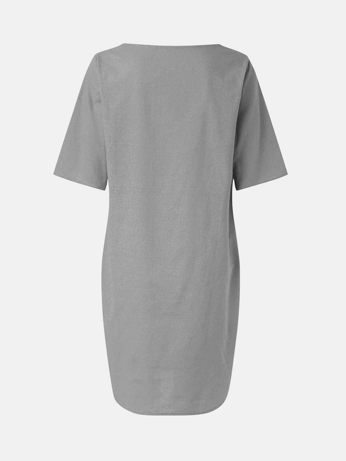 Full Size Round Neck Half Sleeve Dress with Pockets.