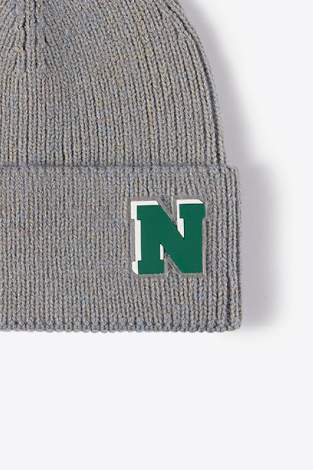 Letter N Patch Cuffed Knit Beanie.