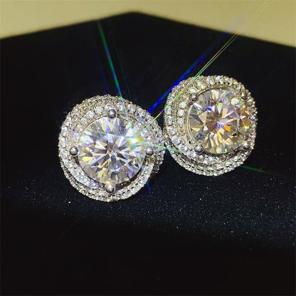 6 Carat Moissanite 925 Sterling Silver Earrings.