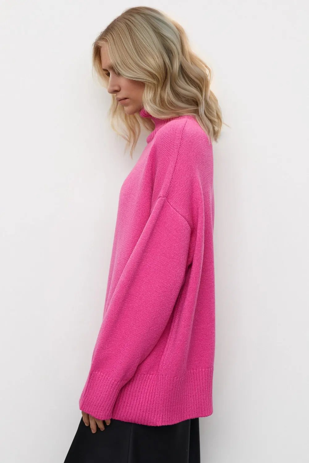 Basic Bae Turtleneck Dropped Shoulder Long Sleeve Sweater - Love Salve