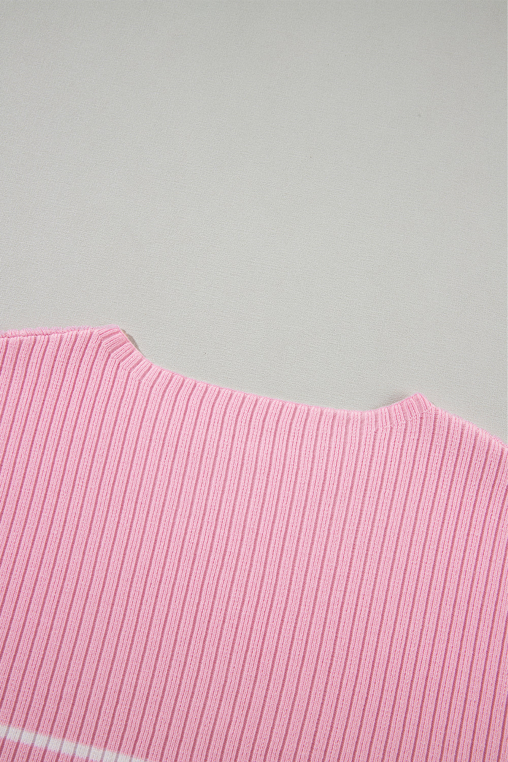 Chic pink striped ribbed plus-size tee for ultimate comfort