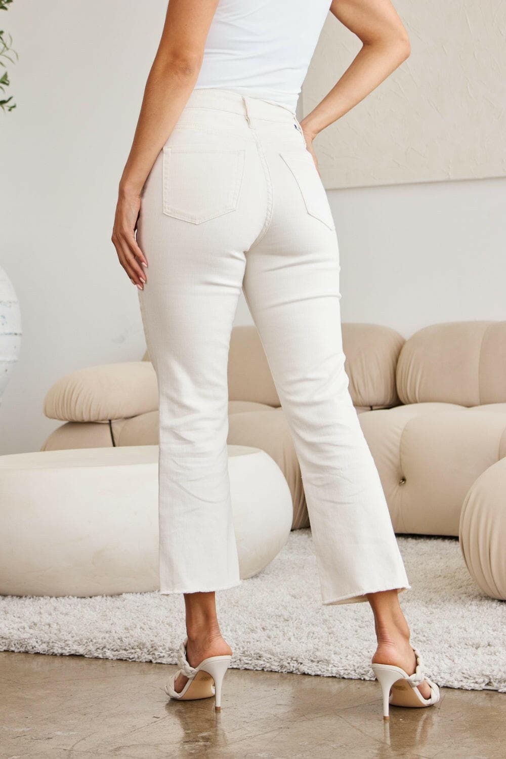 RFM Full Size Tummy Control High Waist Raw Hem Jeans.