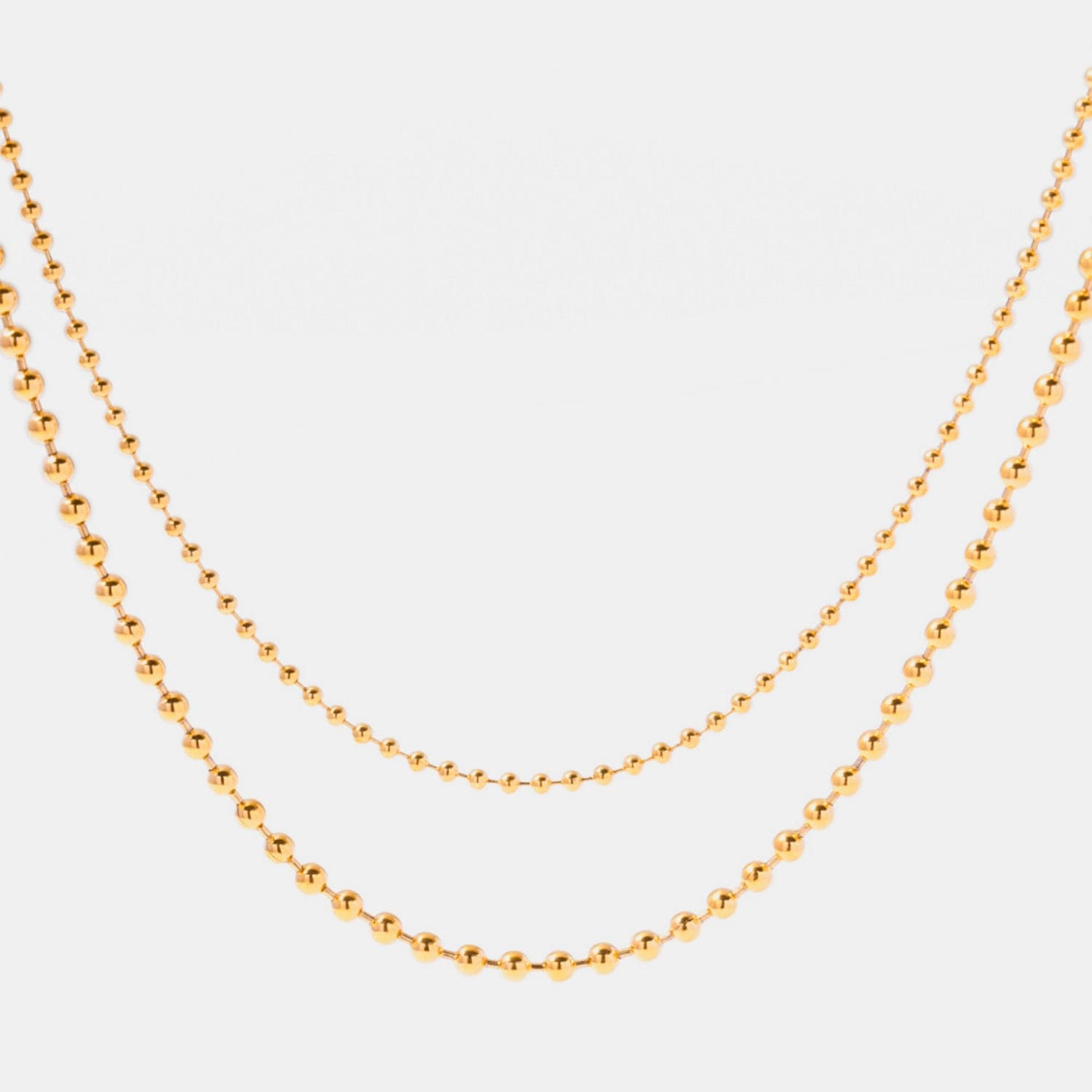 18K Gold-Plated Lobster Closure Bead Necklace.