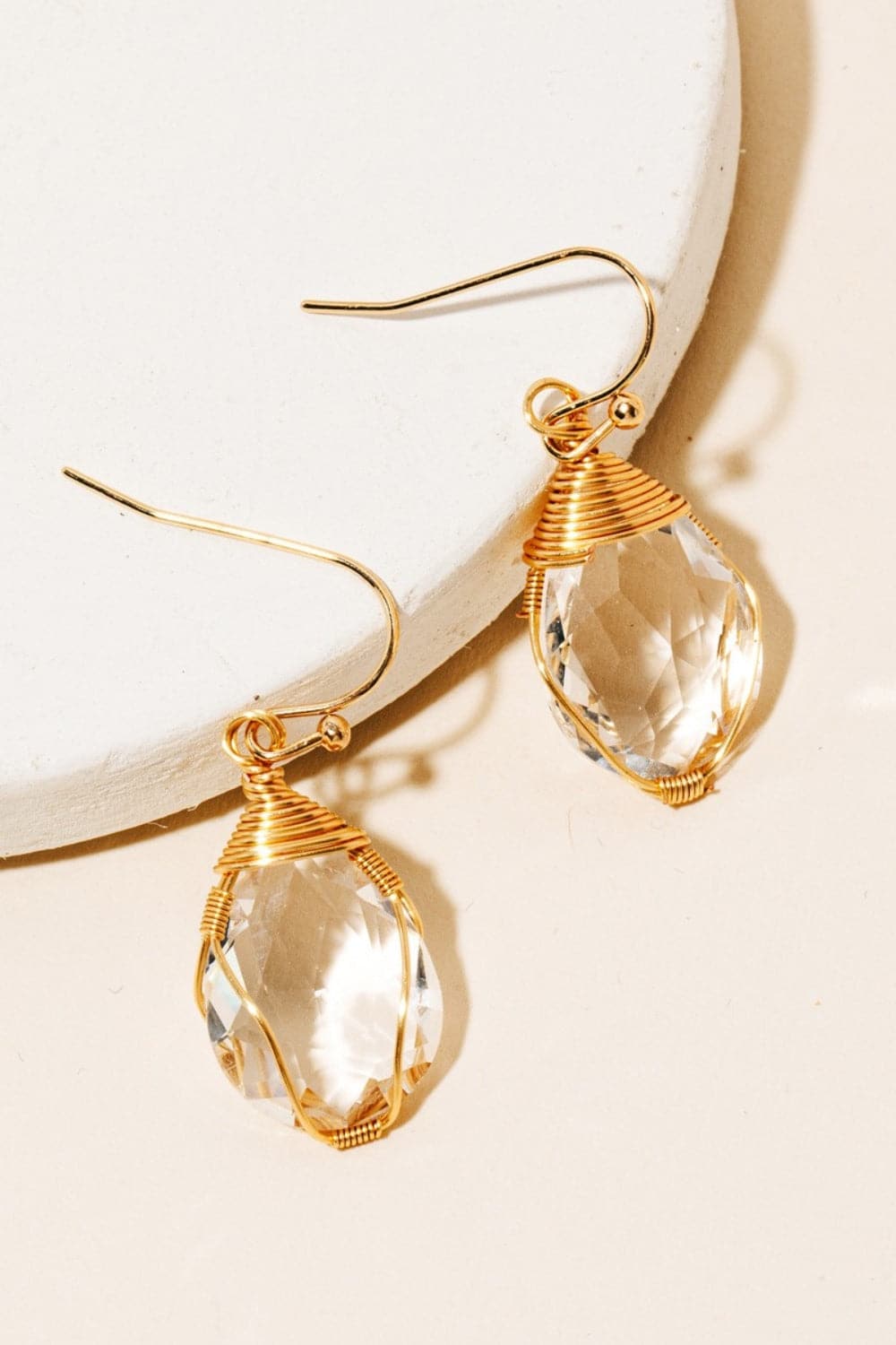 Elegant wire-wrapped glass gem dangles