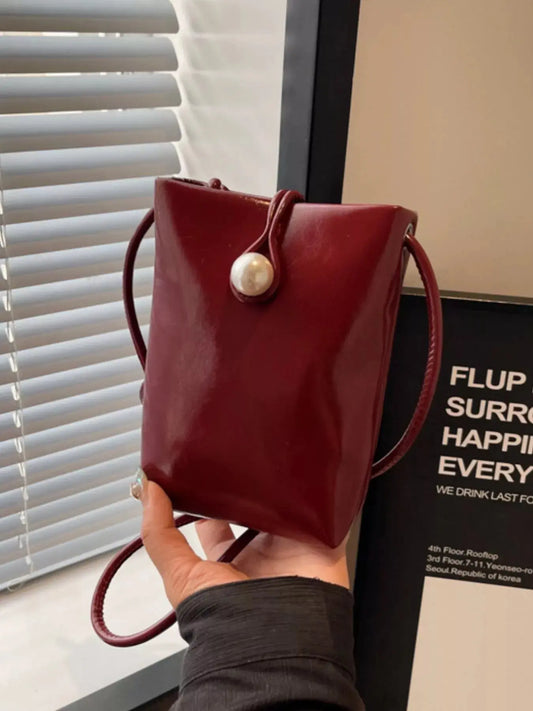 Pearl Decor Faux Leather Crossbody Bag Simply Love