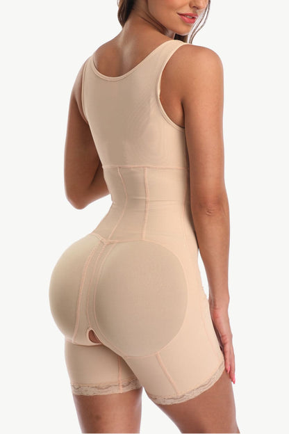 Full Size Zip-Up Lace Detail Shapewear.