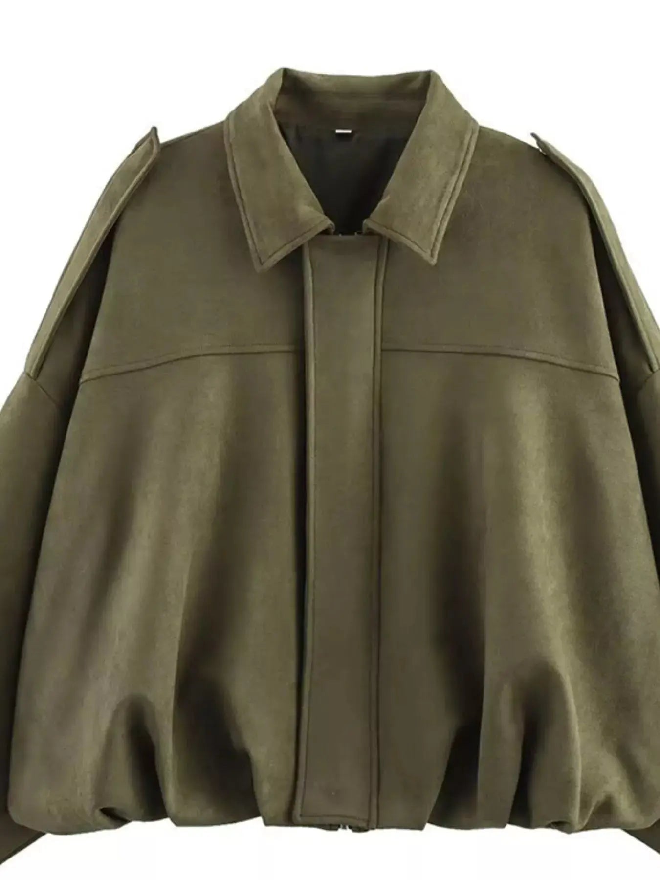 Collared Neck Dropped Shoulder Jacket Simply Love