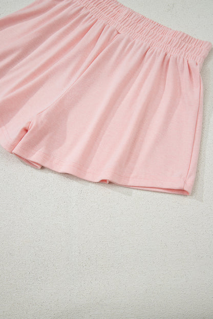 Light Pink 3 Pcs Crop Tank Top Shorts with Cardigan Set
