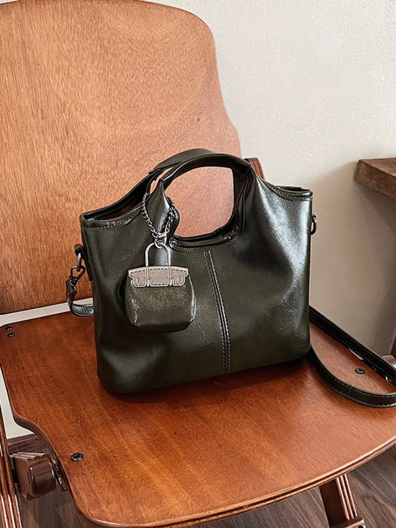 Leather Crossbody Bag with Charm Simply Love