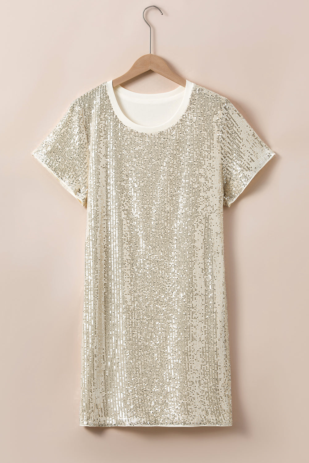 Light pink sequin t-shirt dress