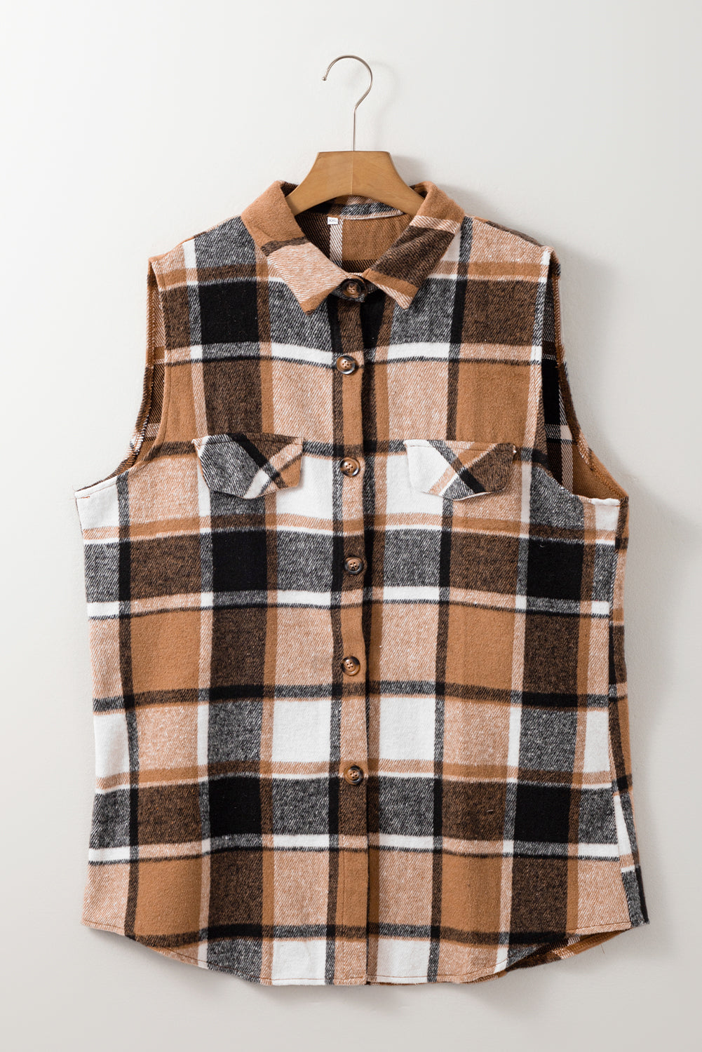 Straw Yellow Retro Plaid Button up Collared Vest Love Salve