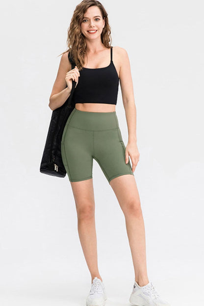 Wide Waistband Sports Shorts with Pockets.