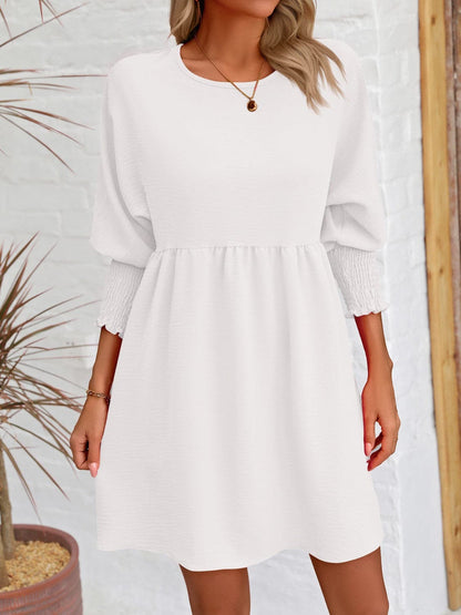 Round Neck Lantern Sleeve Mini DressFeatures: Basic style
Sheer: Opaque
Stretch: Slightly stretchy
Body: Not lined
Material composition: 100% polyester
Care instructions: Machine wash cold. Tumble dry Love Salve Round Neck Lantern Sleeve Mini Dress