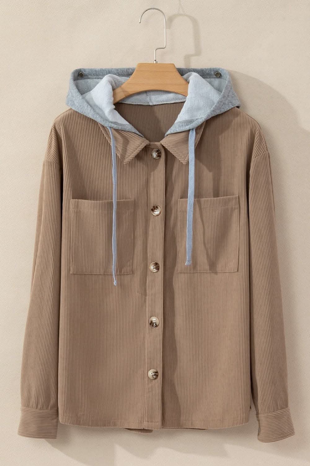 Hooded drawstring jacket with pockets - Love Salve 