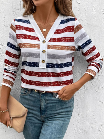 Vibrant striped v-neck top