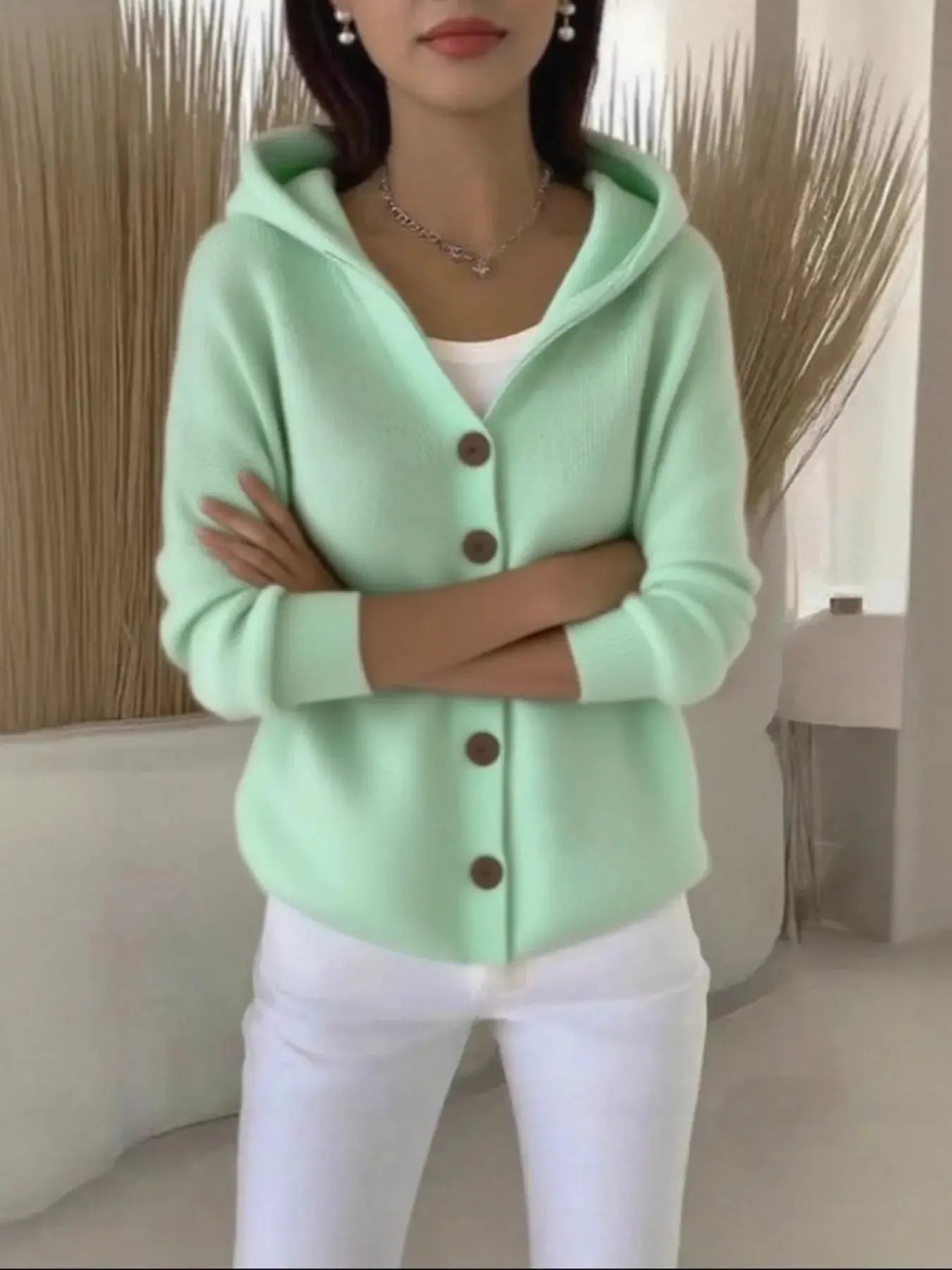 Full Size Hooded Button-Down Knit Cardigan Plus Size Simply Love