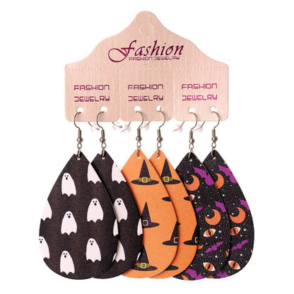 Stylish PU Teardrop Earrings Set