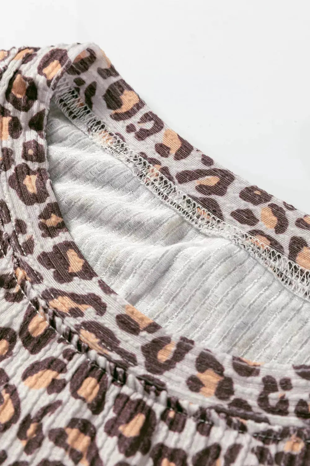 Leopard Ribbed Long Sleeve Top Drawstring Shorts 2pcs Outfit Simply Love