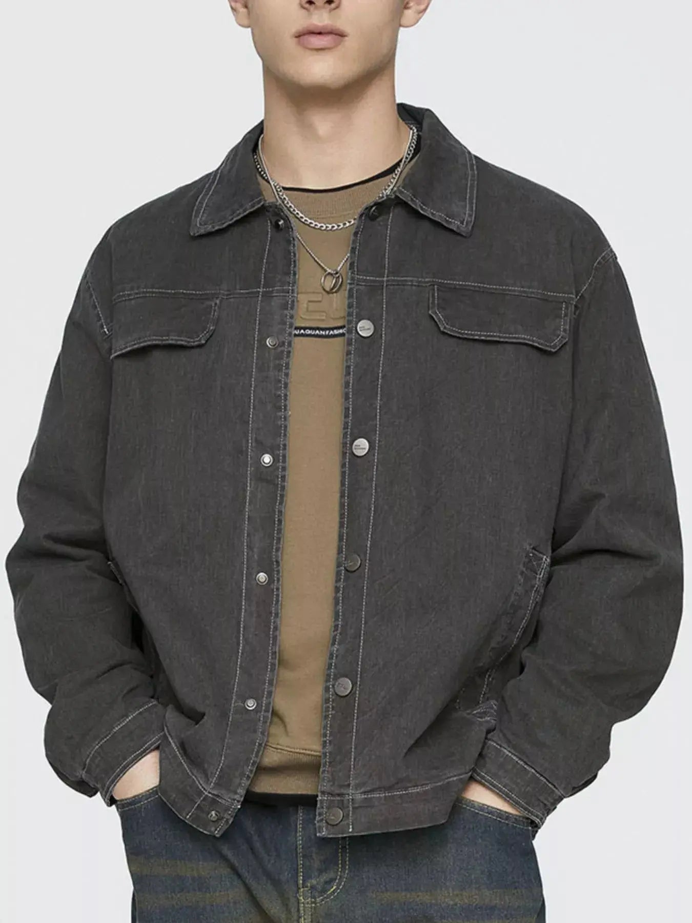 Men's Plus Size Button Up Long Sleeve Jacket Simply Love