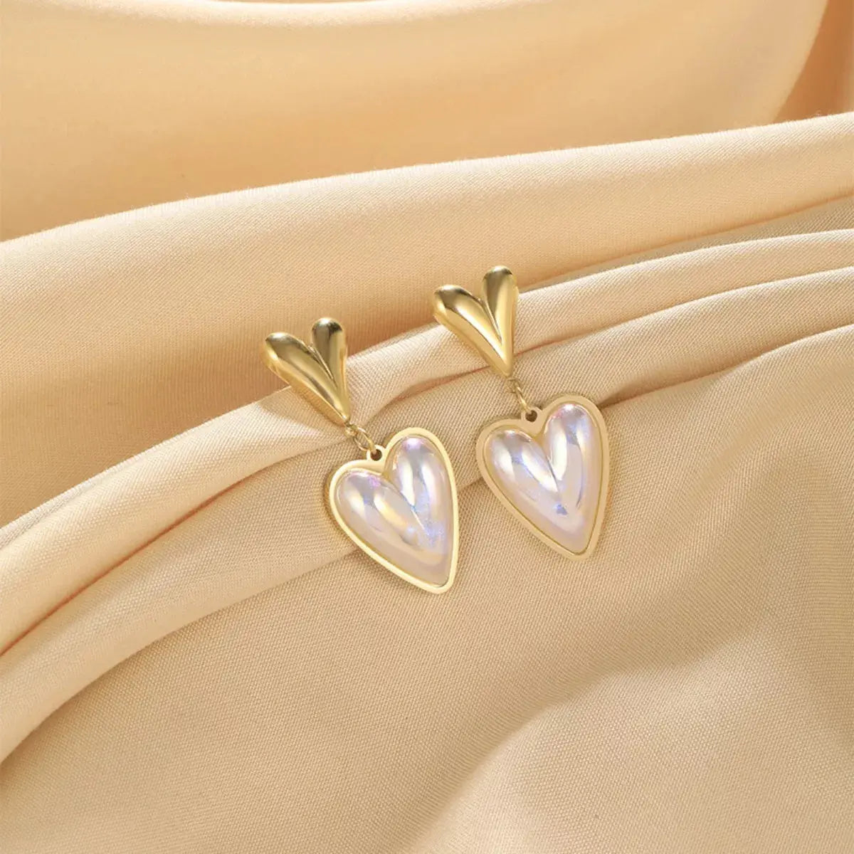 Heart-Shaped Pearl Drop Earrings Simply Love